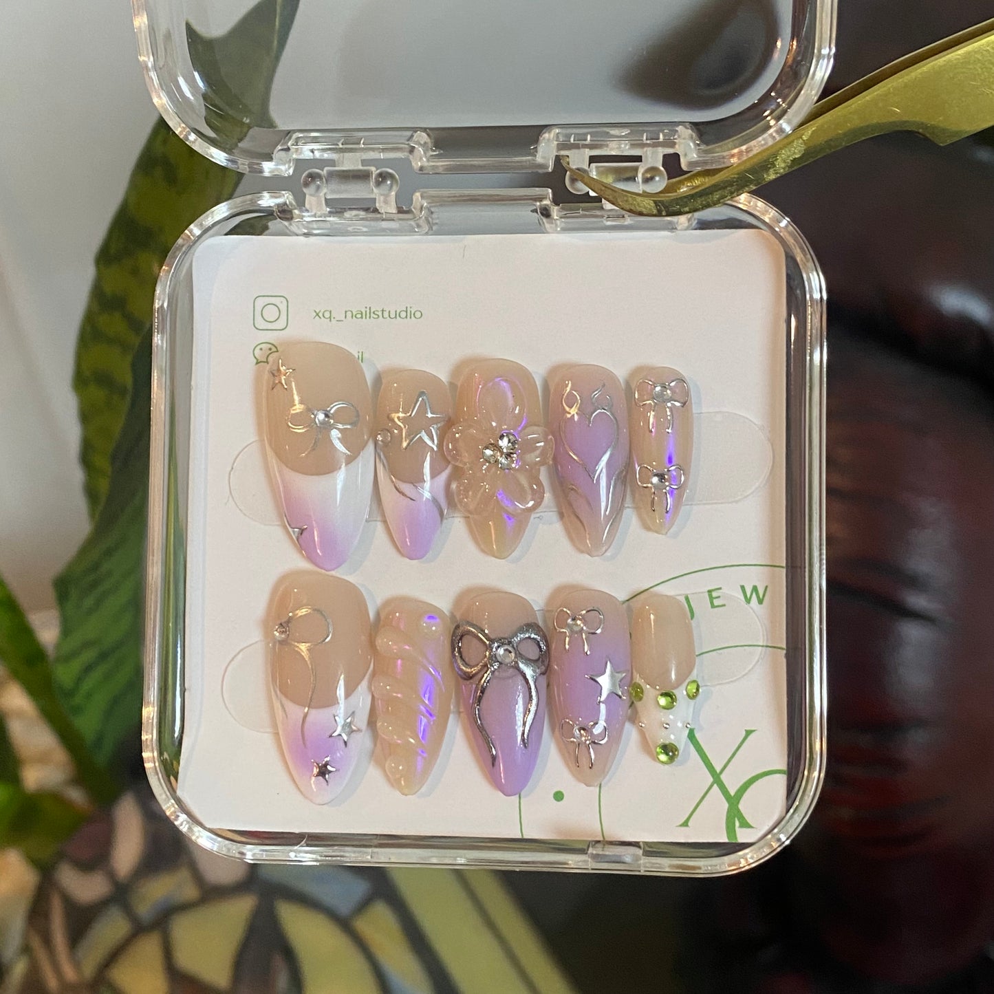 Purple Bow 3D Almond