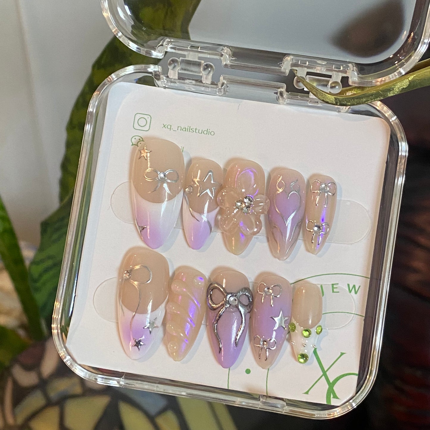 Purple Bow 3D Almond